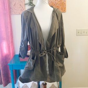 Before You Collection Olive Faux Suede Utility Jacket